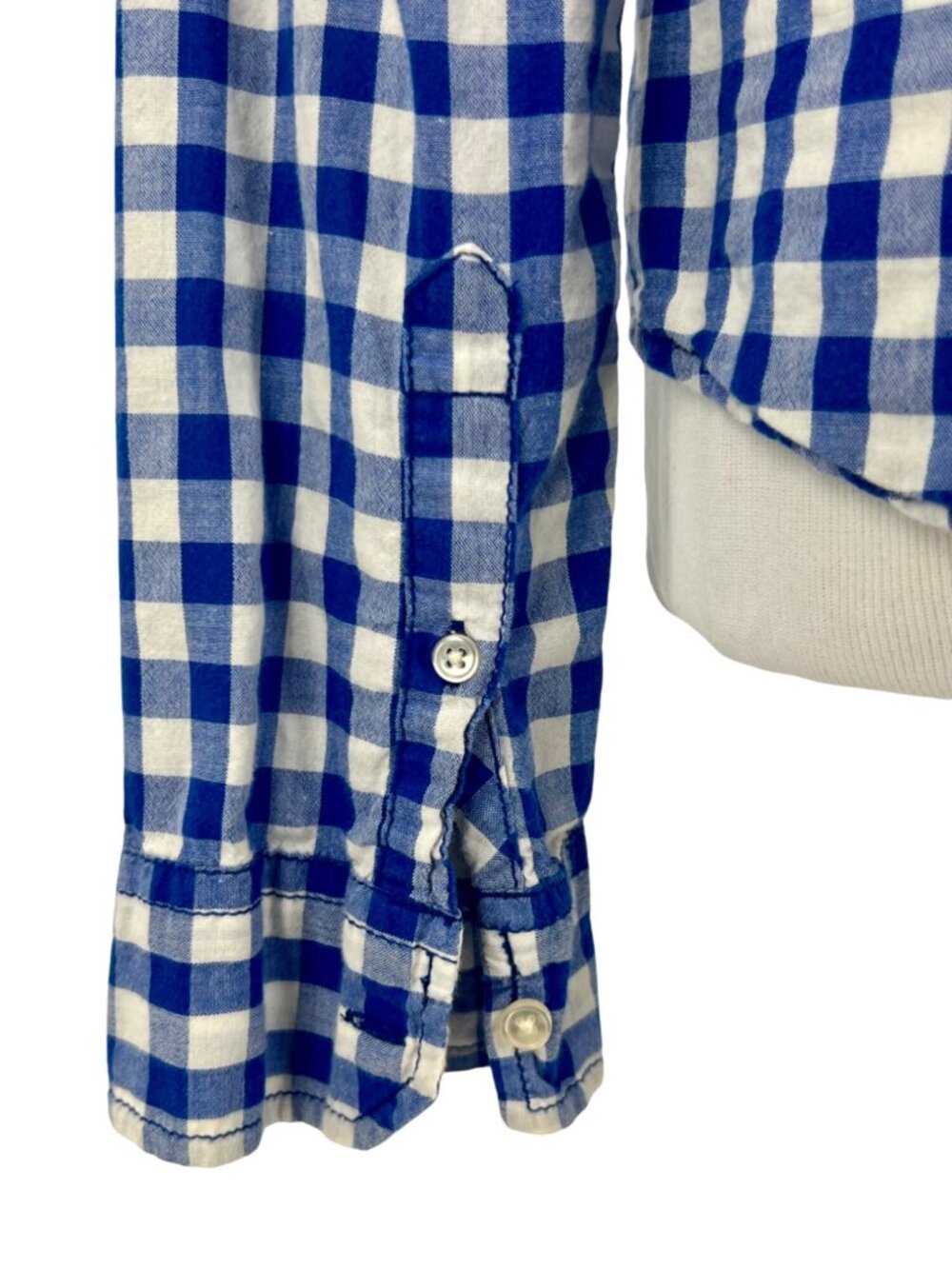 VTG Hollister Blue White Plaid Button Front Flannel Shirt M| Indie Sleaze Grunge - Picture 3 of 9